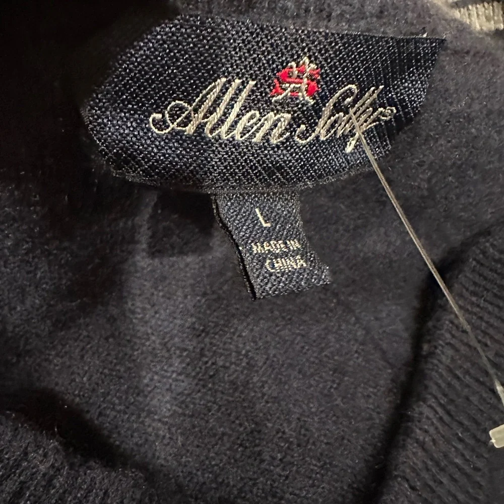 Allen Solly Men's Cashmere Navy Blue V-Neck Business Casual Sweater L